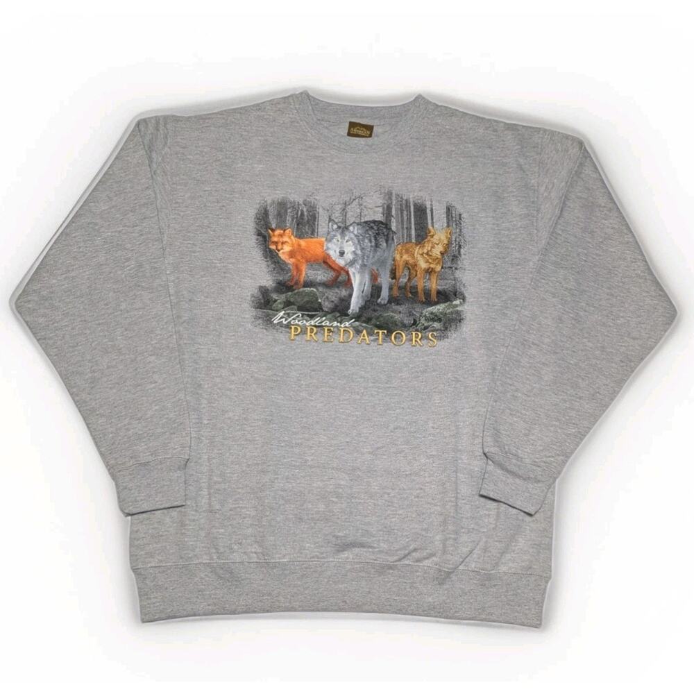 American Outdoors Woodland Predators Gray Wolf Pack Crewneck Sweatshirt Mens L